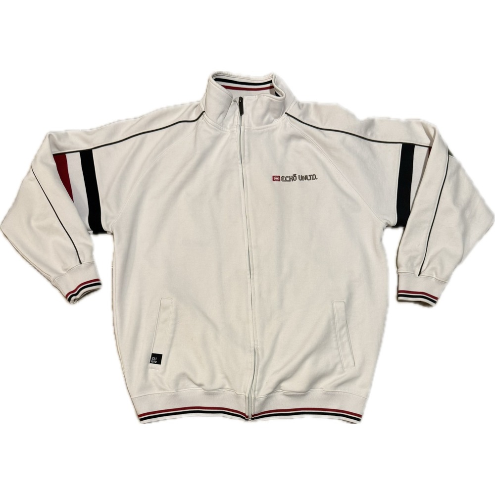 Ecko Unltd Mens Track Jacket White Rhino Logo Full Zip Streetwear Large